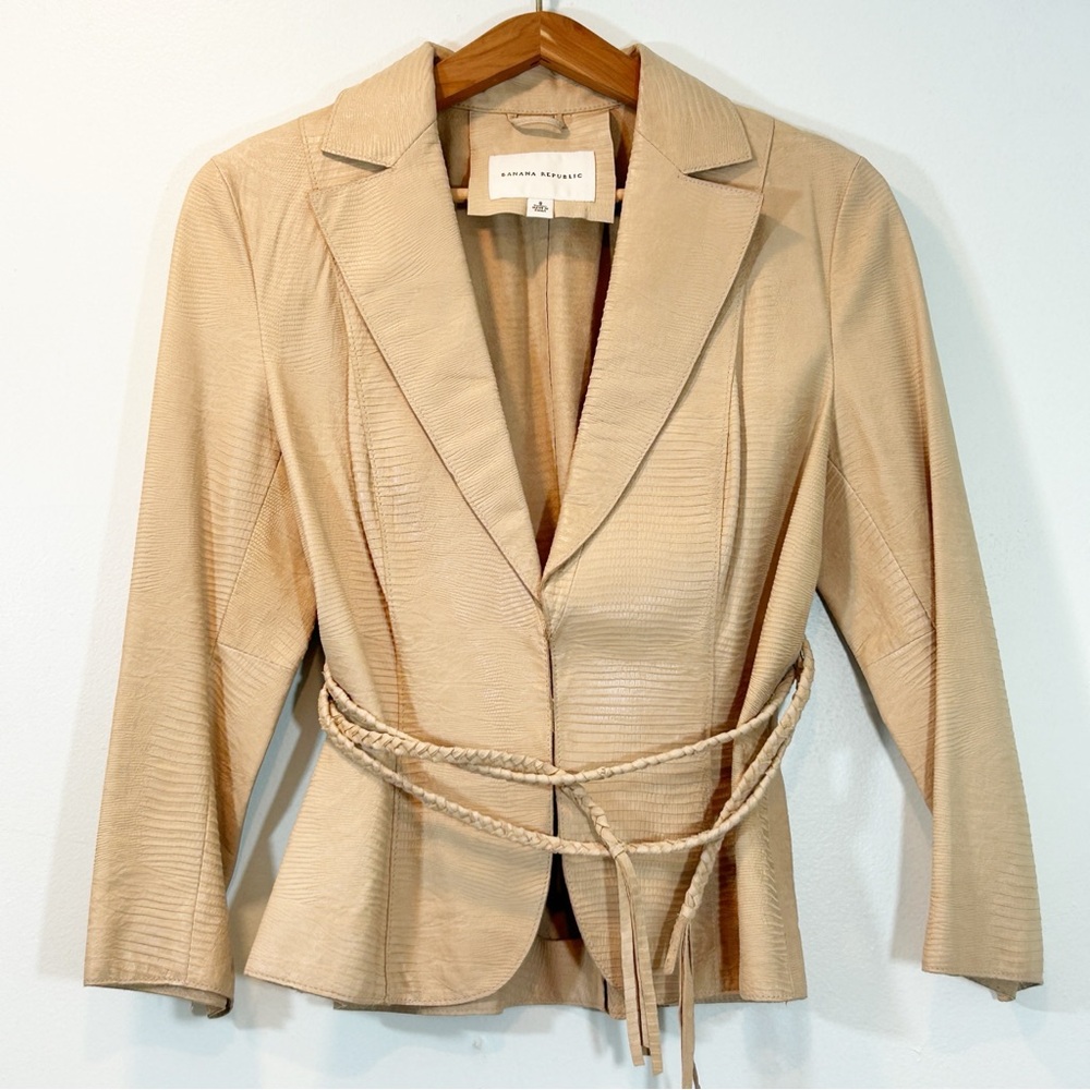 Banana Republic | Women's Leather Snakeskin Embossed Bohemian Jacket Size 8 - Picture 12 of 16